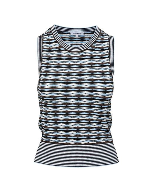 Veronica Beard Blue Jerrel Cropped Knit Top