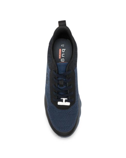 Bugatti Blue Mesh-Panel Logo-Patch Sneakers for men