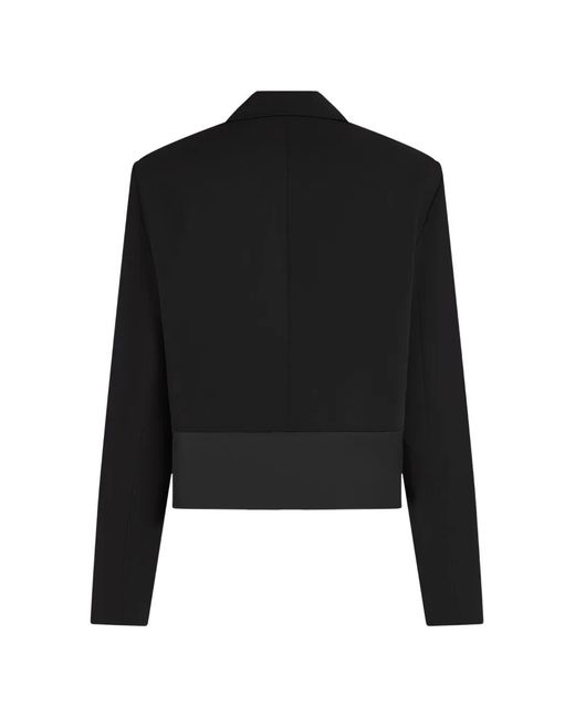 Karl Lagerfeld Black Buckle-Detail Cropped Blazer