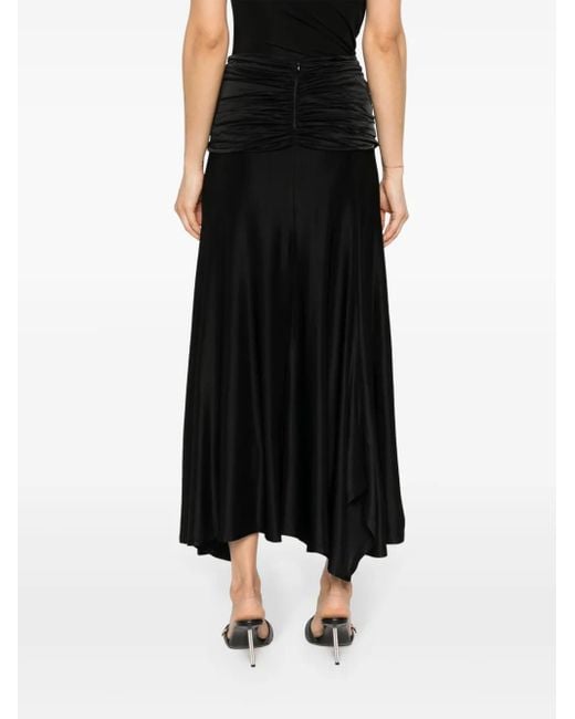 Rabanne Black Drape-Detail Maxi Skirt