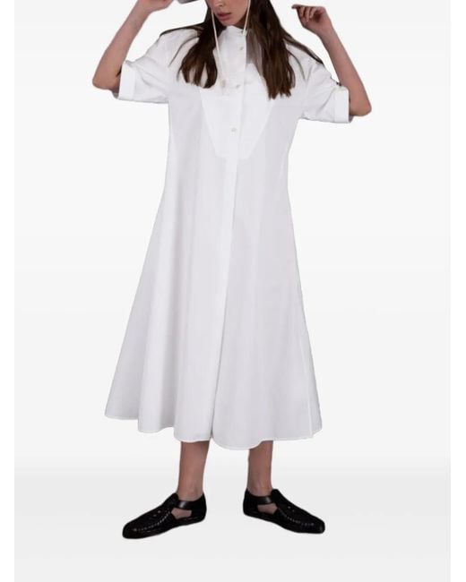 Jil Sander White Cotton Midi Shirt Dress
