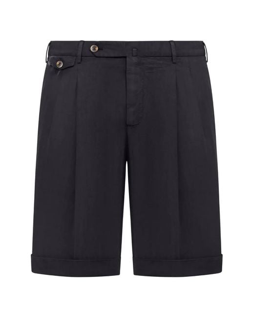 PT Torino Blue Pleated Cuffed Shorts for men