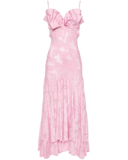 Maria Lucia Hohan Klair Asymmetric Midi Dress in het Pink