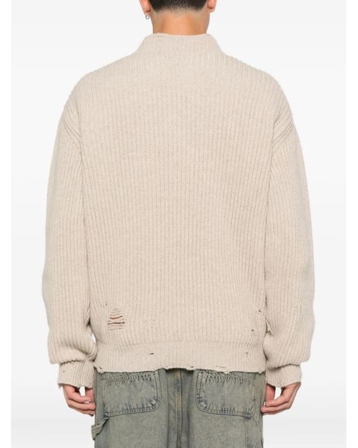MM6 by Maison Martin Margiela Natural V-Neck Sweater for men
