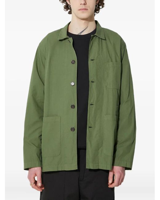 Universal Works Green Bakers Button-Down Patch-Pocket Shirt for men