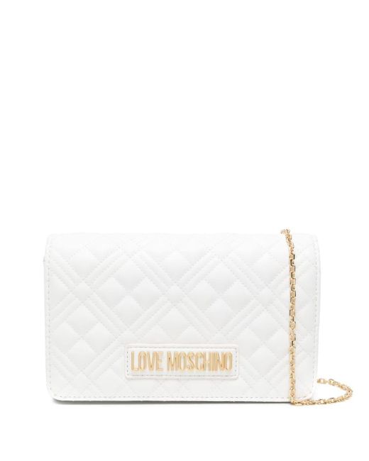 Love Moschino Logo-plaque Quilted Crossbody Bag White