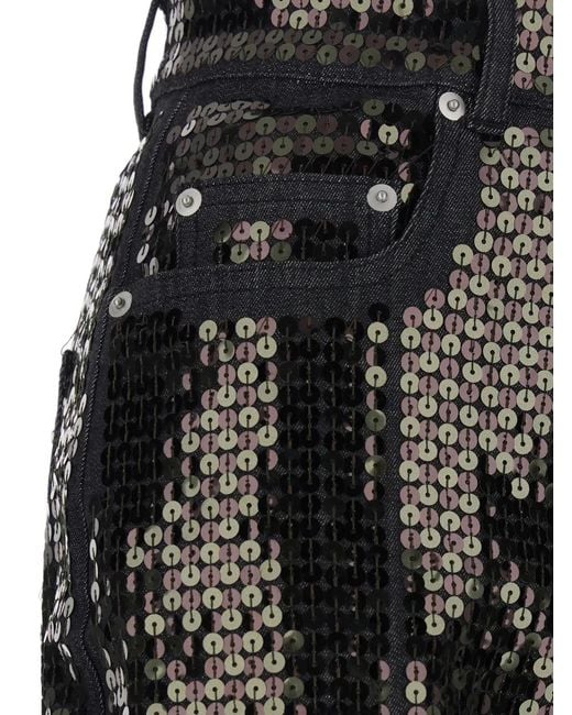 Rick Owens Black Bolan Sequinned Flared Jeans