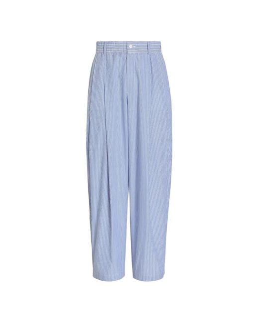 Dolce & Gabbana Blue Striped Cotton Jogging Trousers for men
