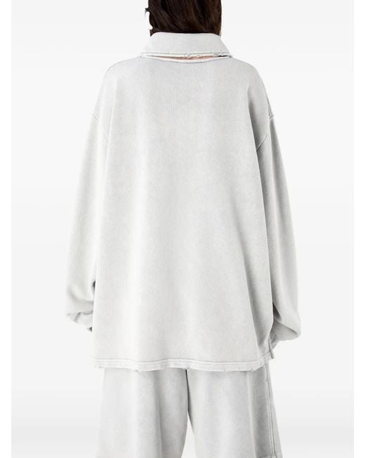 CAMPERLAB White Frayed Collar Sweatshirt