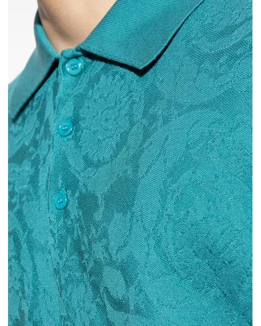 Polo À Motif Barocco En Jacquard Versace pour homme en coloris Blue