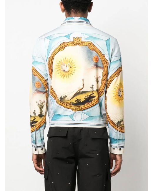 Amiri Blue Landscape Frame Varsity Jacket for men