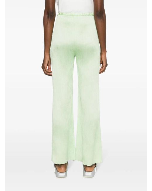 Forte_forte Green Plissé-Effect Flared Trousers
