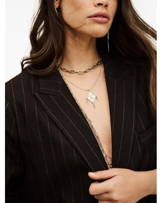 Ba&sh Black Hocee Pinstripe Single-Breasted Blazer
