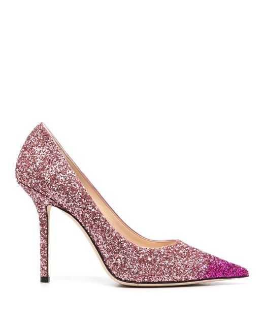 Jimmy Choo Love 100mm Glitter Pumps in Pink | Lyst