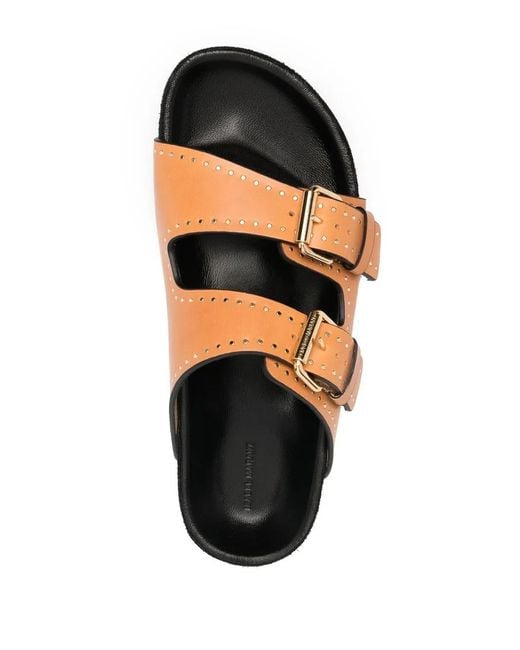 Isabel Marant Orange Lennyo Studded Leather Sandals