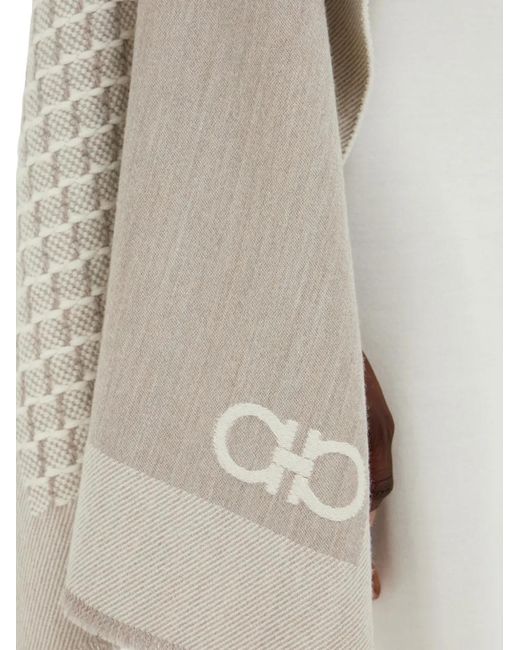 Ferragamo White Jacquard Wool Poncho