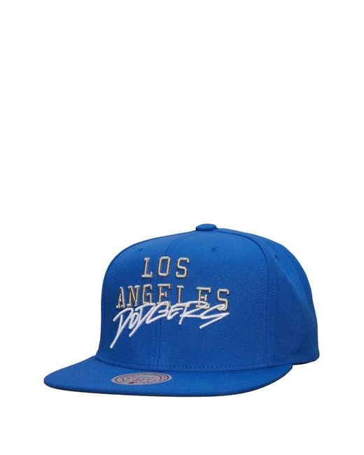 Mitchell & Ness Blue Los Angeles Dodgers Lettering Hat for men