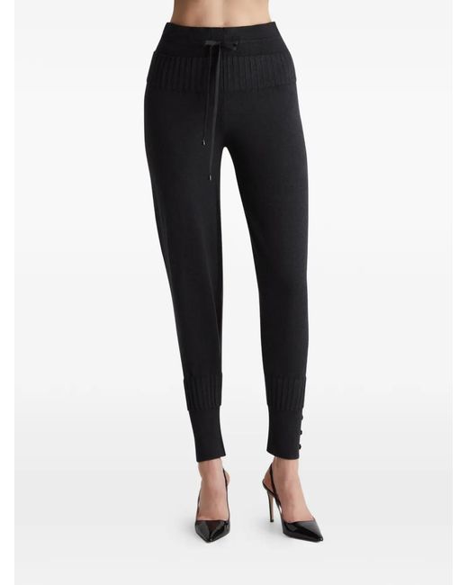 Violante Nessi Black The Maru Knit Drawstring Ribbed Knit Trousers