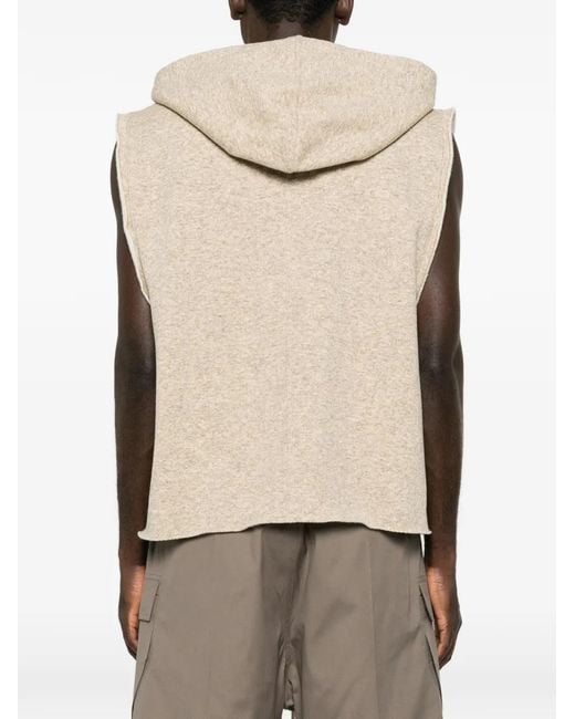 Rick Owens Natural Sleeveless Hoodie Vest for men