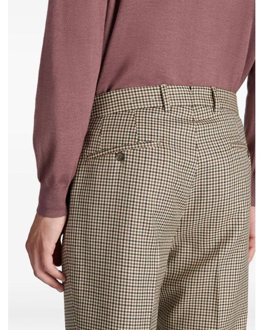 Slowear Gray Check Wool Trousers for men