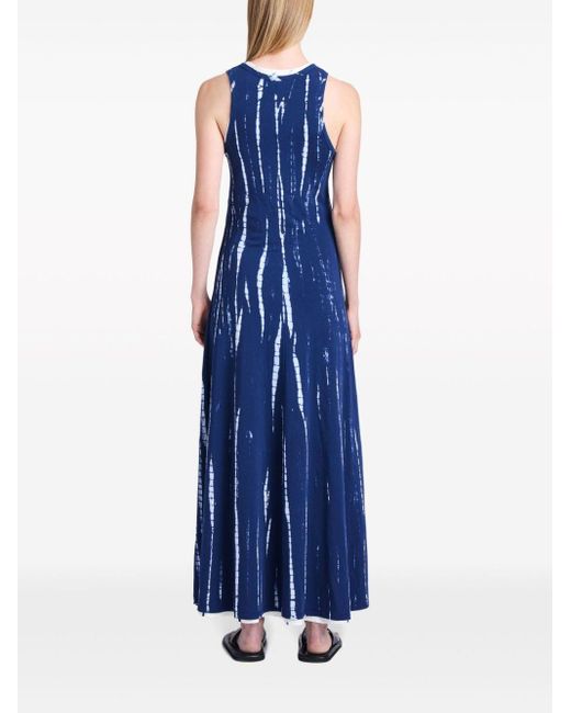 Proenza Schouler Blue Ärmelloses Kleid mit Batik-Print