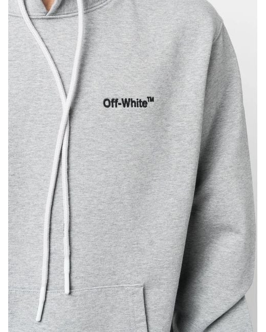 Off-White c/o Virgil Abloh Gray Logo-Embroidered Organic Cotton Hoodie for men