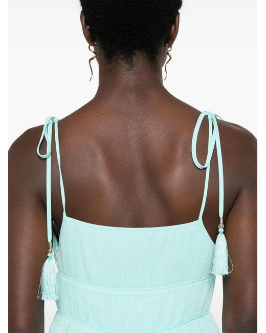 Patrizia Pepe Blue Plissé Crepe Mini Dress