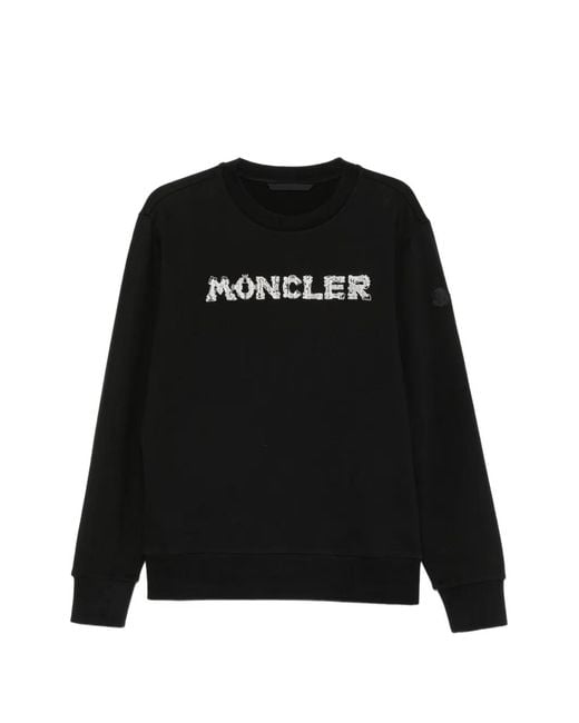 Moncler Black Logo-Embroidered Sweatshirt for men