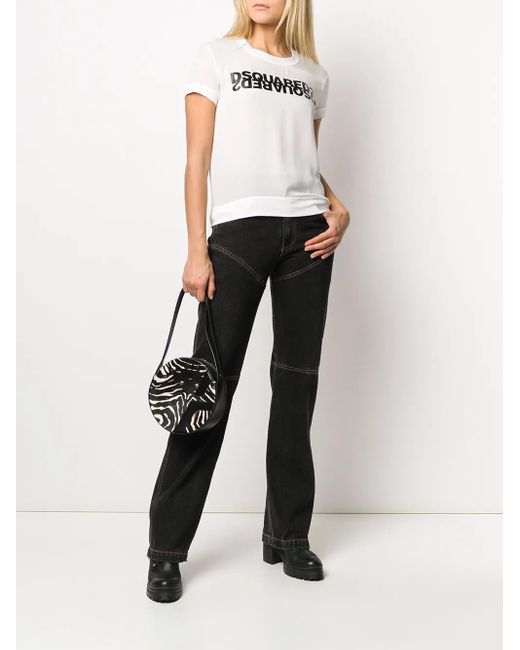 DSquared² White Mirrored Logo Georgette Top