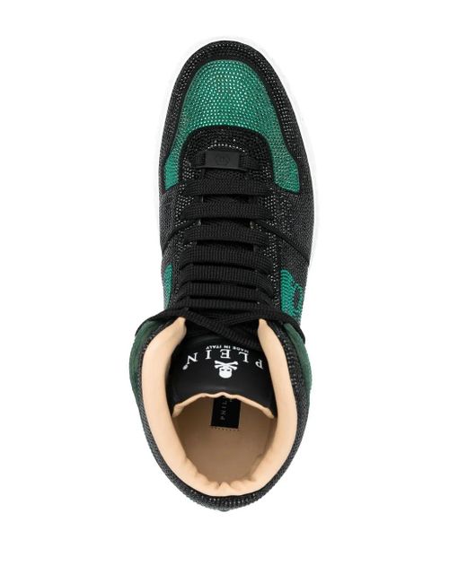 Philipp Plein Green High-Top-Sneakers Mit Strass