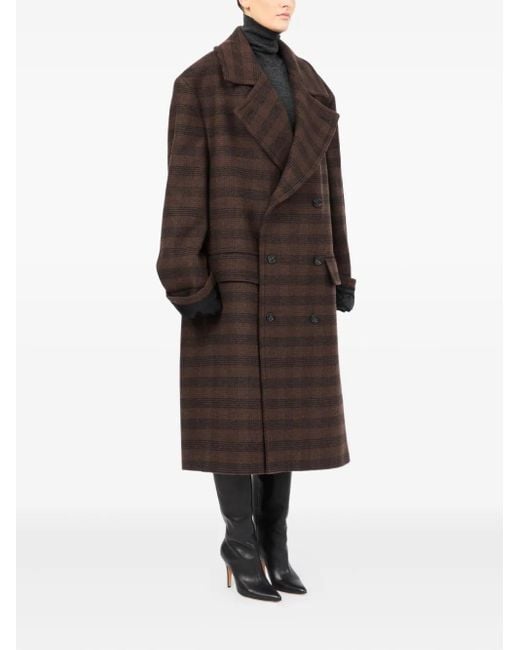 MM6 by Maison Martin Margiela Brown Checked Double-Breasted Coat
