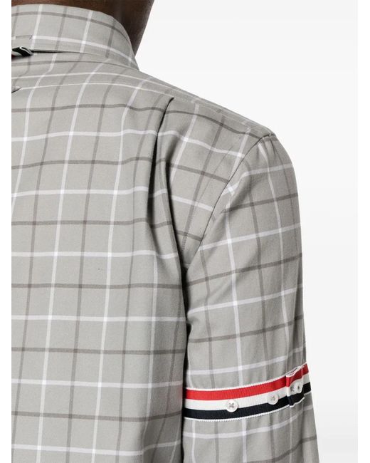 Thom Browne Gray Plaid Shirt for men