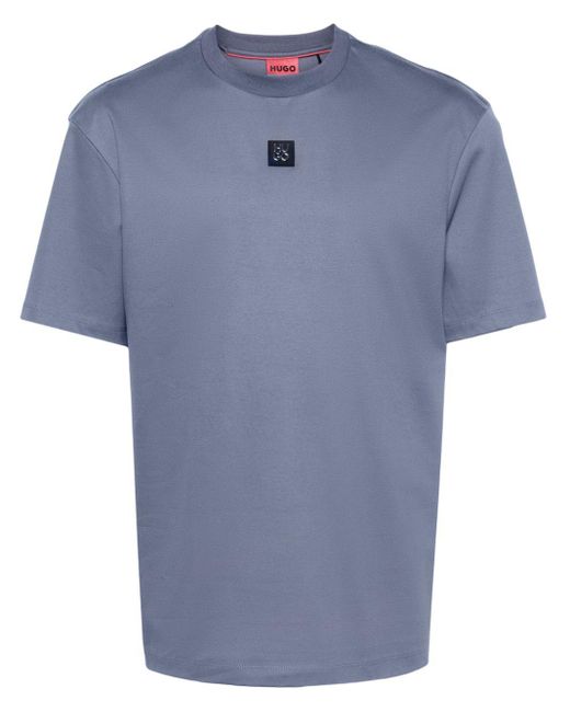 Camiseta con parche del logo HUGO de hombre de color Blue