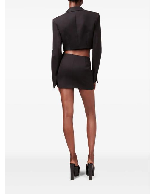 Area Black Cropped Embellished Wool-Twill Jacket
