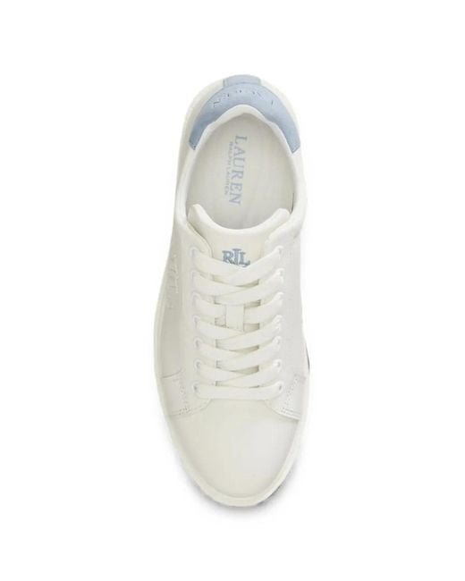 Polo Ralph Lauren White Ainsley Logo-Embroidered Sneakers