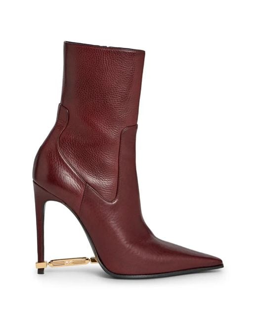DSquared² Red Metal-Bar Heeled Ankle Boots