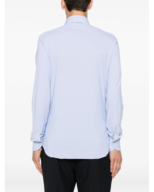Xacus Blue Geometric-Print Spread-Collar Shirt for men