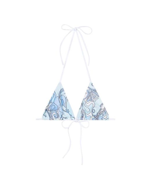 Emilio Pucci Blue Orchidee-Print Triangle Bikini Top
