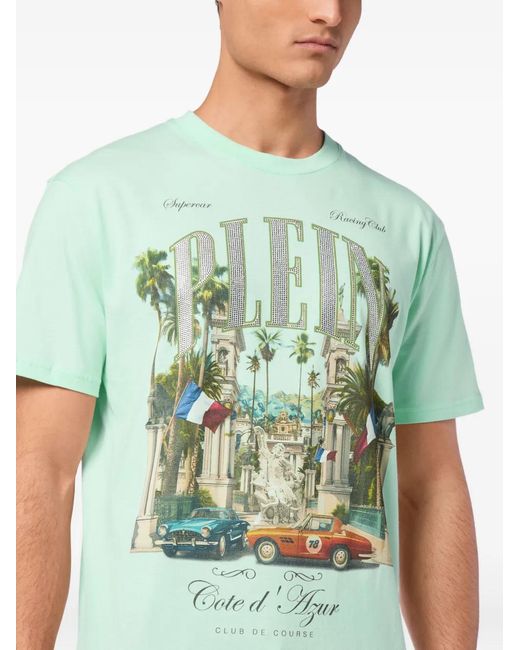 Philipp Plein Green Club The Course Stones T-Shirt for men