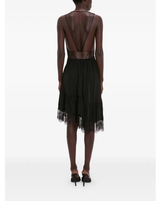 Victoria Beckham Black Lace-Trim Mini Dress