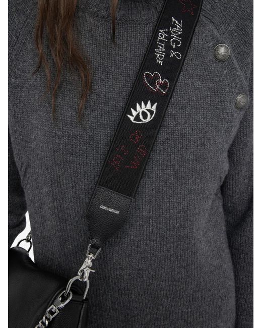 Zadig & Voltaire Black Embroidered-Details Bag Strap