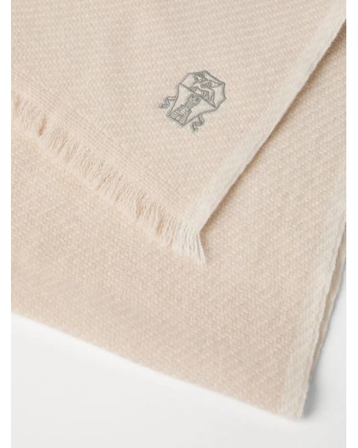 Brunello Cucinelli Natural Cashmere Diagonal Scarf for men