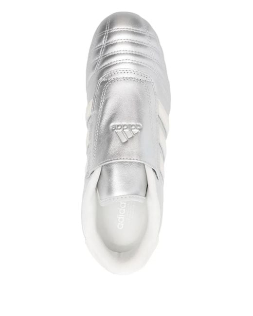 Adidas Metallic Leren Sneakers Met Drie Strepen in het White
