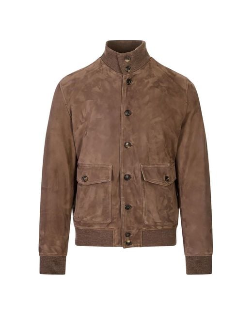 Stewart Brown Button-Up Suede Jacket for men