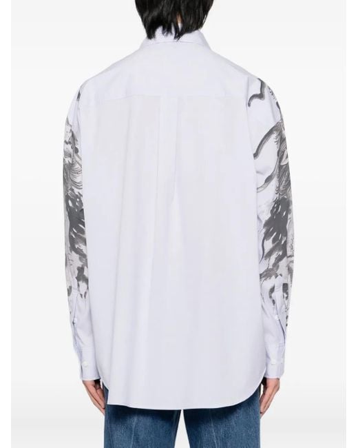 Camicia Con Stampa A Maniche Lunghe di Feng Chen Wang in White da Uomo