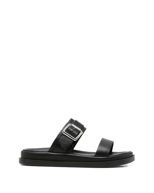 SERGIO MORETTI FIRENZE Black Buckle-Fastening Leather Sandals