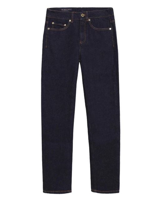 Brooks Brothers Blue 5-Pocket Button Straight-Leg Jeans