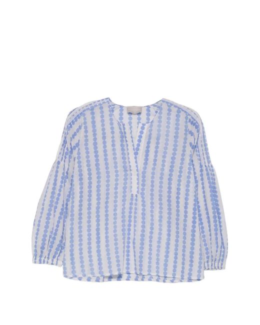 Hemisphere Blue Striped Polka-Dot Blouse