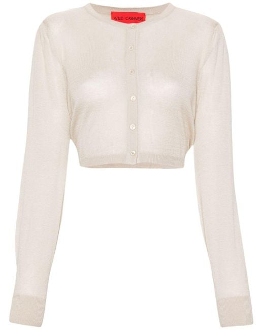 Wild Cashmere White Taylor Fine-knit Cropped Cardigan