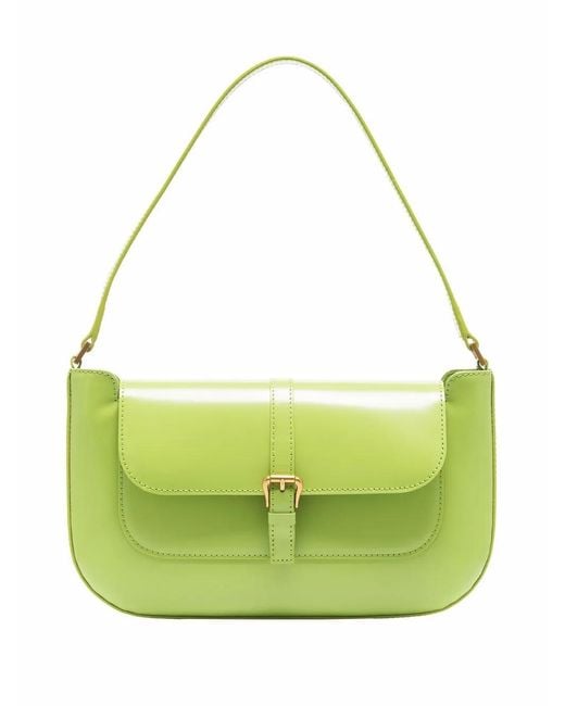 By Far Green Miranda Patent-Leather Shoulder Bag